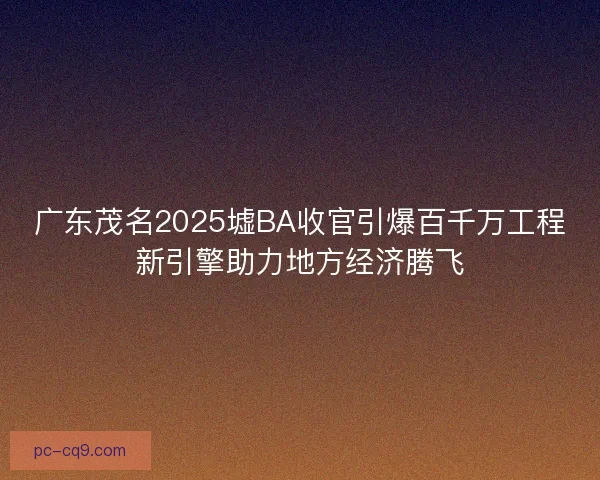 广东茂名2025墟BA收官引爆百千万工程新引擎助力地方经济腾飞