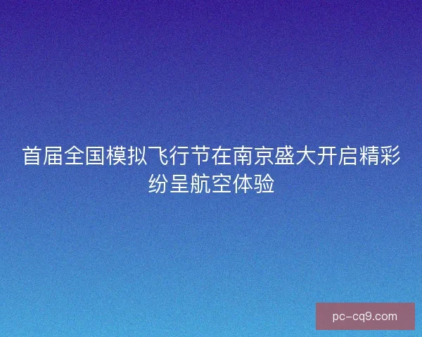 首届全国模拟飞行节在南京盛大开启精彩纷呈航空体验